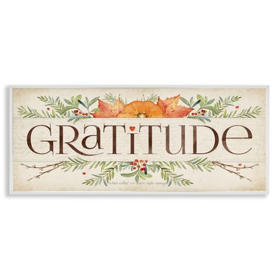 Stupell Industries Seasonal Gratitude Floral Leaves, 24" x 10"