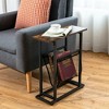 Costway Industrial End Side Table Mesh Magazine Holder Nightstand Rustic Brown - 2 of 4