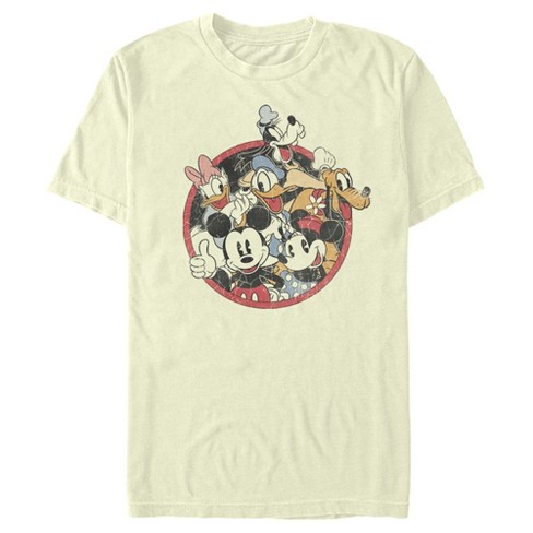 Men's Mickey & Friends Retro Group Shot T-shirt - Beige - Medium : Target