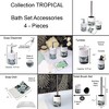 Evideco French Home Goods Bathroom Accessory Set 4-Pieces Tropical Bamboo Leaves - 4 of 4