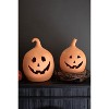Terracotta Clay Jack-O-Lanterns – 13 Inch Tall Handmade Halloween Lanterns, Set of 2 By Kalalou - 2 of 3