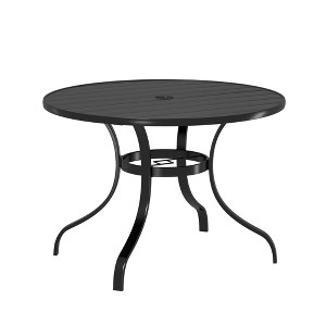 Mondawe Steel Outdoor Patio Round Dining Table with Umbrella Hole - 1 of 4