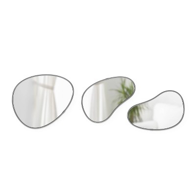 Set of 3 Organic-Shaped Metallic Frame Mirrors