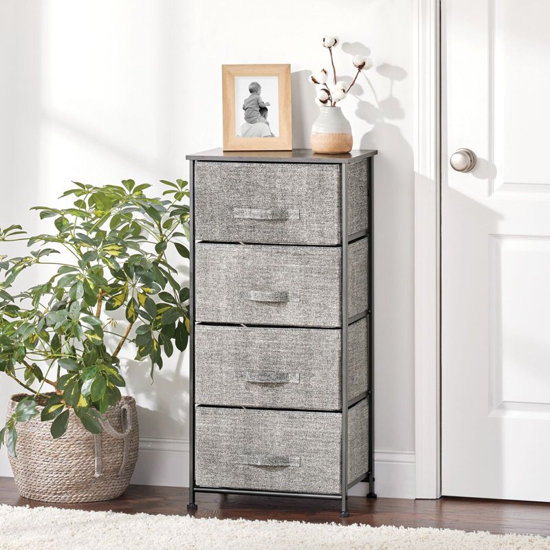mDesign Tall Dresser Storage Tower Stand with 4 Fabric Drawers, 2 of 11