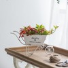 NAYSAYE Planter White Metal Decorative Distressed Wheelbarrow Planter for Indoor Outdoor Garden, White, 11.5"*4"*7" - 3 of 4