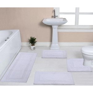 Set of 4 Classy Bathmat Collection White Cotton Tufted Bath Rug - Home Weavers - 1 of 4