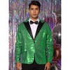 INSPIRE CHIC Men's Peak Lapel Color Block Shiny Sparkle Sequin Blazer - 2 of 4