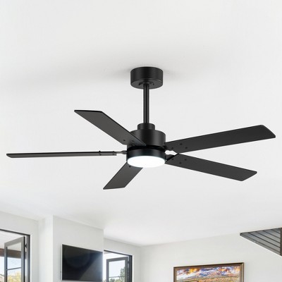 Airsurfer Modern Ceiling Fan with Light – 48-Inch Black 5-Blade Fan with Remote, Quiet Motor for Living Room, Bedroom, or Dining Area