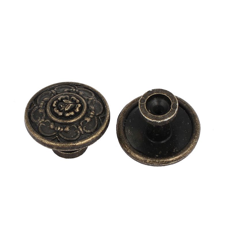 Unique Bargains Drawer Dresser Cabinet Single Hole Screw Mounted Pull Handle Knobs 1.2"x0.87" Bronze Tone 4 Pcs, 2 of 5