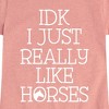 Girls' - Instant Message - Idk I Like Horses Fitted Short Sleeve Graphic T-Shirt - 2 of 4