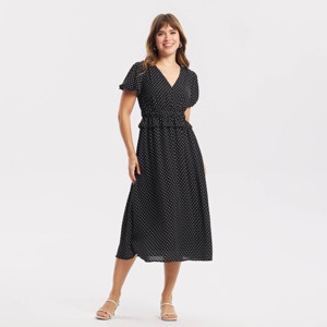 midi dress under 300 Defined Waist Sleeveless Midi Dress Flowing A-Line Swing Dress for Women,  Casual Party Essential Black S
