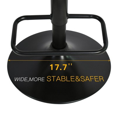 Green Upholstered Adjustable Swivel Bar Stools with Metal Base