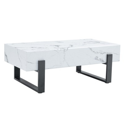 NicBex 47.2 Inch Rectangle Coffee Table with Marble Patterned Tabletop,Side Center Table for Living Room,Bedroom