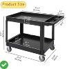 2 Tier 500-lb Utility Service PP Cart Heavy Duty Carts w/ Wheels for Warehouse/Garage/Cleaning/Manufacturing - 4 of 4