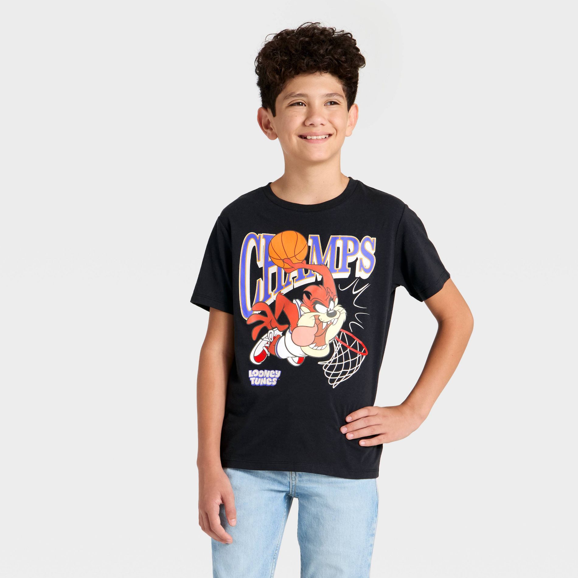 Boys' Looney Tunes Tasmanian Devil Basketball Short Sleeve Graphic T-Shirt - Dark Gray