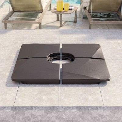 Sonkuki HDPE 200LBS Patio Offset Umbrella Base Filled With Sand or Water, Dark Brown