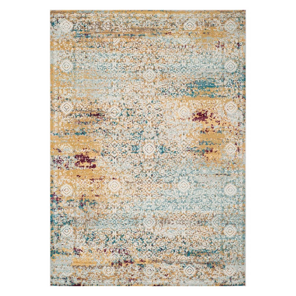 4'x6' Medallion Loomed Area Rug Yellow/Cream - Safavieh