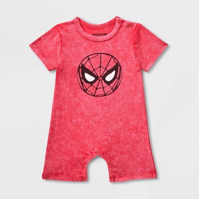 Image of Baby Boys' Spider-Man Short Sleeve Romper - Red 0-3M