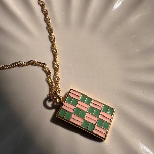 Checkmate Enamel Pendant Necklace in Gold, Rose Gold, Silver - Honeycat - 1 of 4