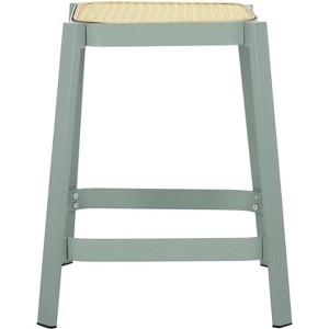 Palmyra Cane Stool - Aqua Smoke/Natural - Safavieh - 1 of 4