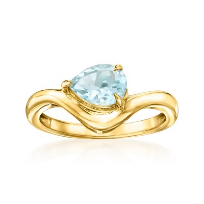 Ross-Simons 0.90 Carat Sky Blue Topaz Curved Ring in 18kt Gold Over Sterling
