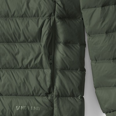 Lands' End Men's Hooded Wanderweight Packable Down Jacket - Medium - Darkest Olive — фото 7