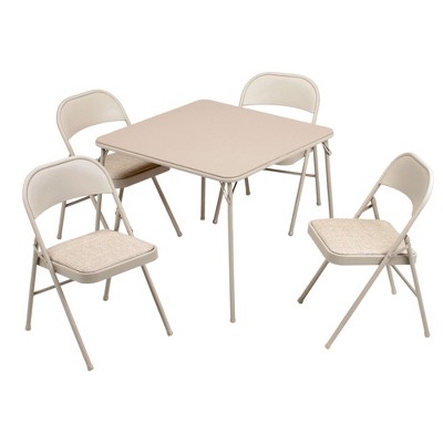 Meco E48.34.p31 Sudden Comfort 5 Piece 34x34 Square Folding Dining Card Table And 4 Padded Folding Chairs Folding Furniture Set Buff Tan Target