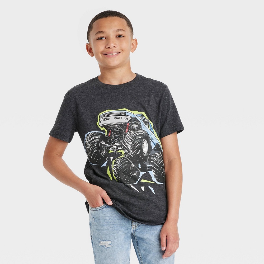 Size Small ( 6/7 ) Boys' Monster Truck Short Sleeve Graphic T-Shirt - Cat & Jack ( Blue )