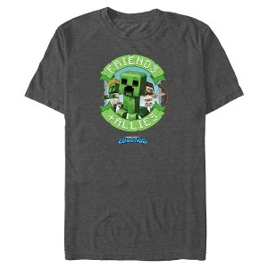 Mens Minecraft Friends and Allies Creeper T Shirt - Dark Heather