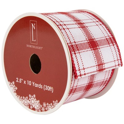 Farrisilk 2.5 x 10 YD Cottage Plaid Wired Ribbon in Red, Black, White –  DecoratorCrafts