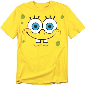 Spongebob Smiling Face Adult T-Shirt Yellow Small - 1 of 4