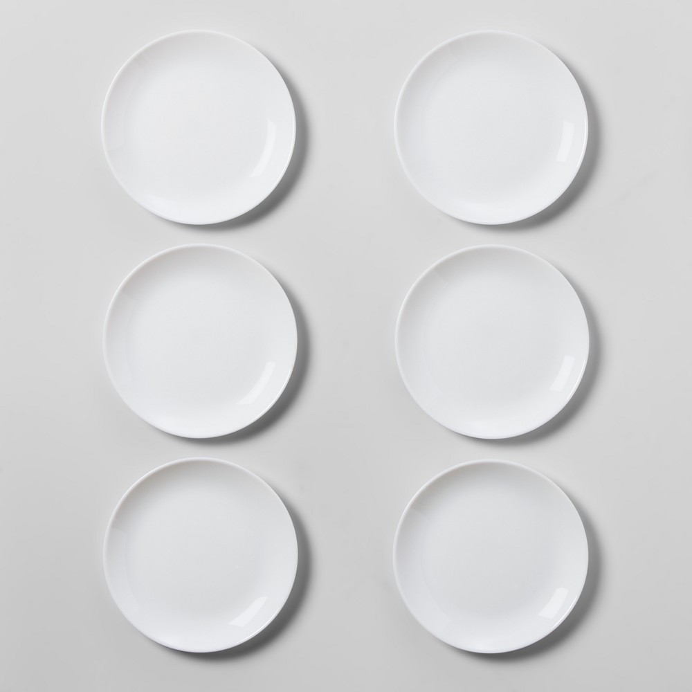 Glass Salad Plates 7.4" White Set of 6 - Made By Design?