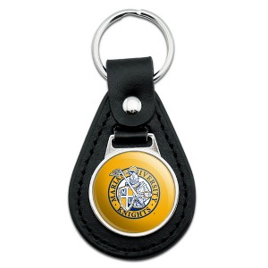 Marian University Secondary Logo Black Leather Keychain - 1 of 4