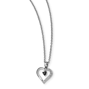 Black Bow Jewelry 1/8 Ctw Black & White Diamond 13mm Heart Necklace in Sterling Silver - 1 of 4