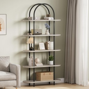 71" Arched 5-Tier Bookshelf - Open Metal Display Shelf for Plants & Books, Freestanding Storage for Living Room, Bedroom, Office - 1 of 4