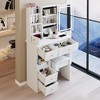 PAGED Vanity Desk Practical Fashionable Makeup Table with Touch Control LED Mirror, Socket, Hair Dryer Bracket for Small Space - 3 of 4