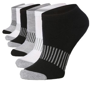Women's 6 Pack Cushioned Comfort Running Black White Grey Mesh Design Womens Short Socks - 1 of 1