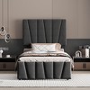 Twin Size Bed Frame, Linen Upholstered Platform Bed Frame with 2 Storage Drawers and Adjustable Headboard, Wooden Slats Supports Bed Base, No Box - 3 of 4