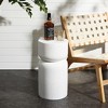 LuxenHome White with Gray Flecks Pillar Round MgO Side Table, Indoors and Outdoors - image 2 of 4