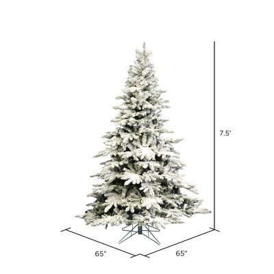 7.5 ft Flocked Green and White Fir Artificial Christmas Tree with Stand