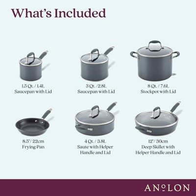 Gray Aluminum Nonstick 11-Piece Cookware Set with Glass Lids