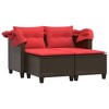 vidaXL Patio Sofa 2-Seater with Canopy and Stools Brown Poly Rattan - image 4 of 4