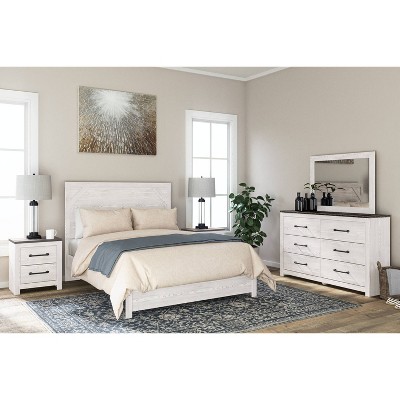 Transitional Gray and White 2-Drawer Nightstand