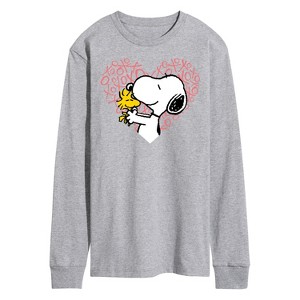 Men's - Peanuts - Snoopy Woodstock Xo Heart Long Sleeve Graphic T-Shirt - 1 of 4