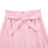 Girls High Waist Paper Bag Pants Belted Waist Tapered Pants Bow Deco Pants with Pocket,Pink - 160 - 4 of 4