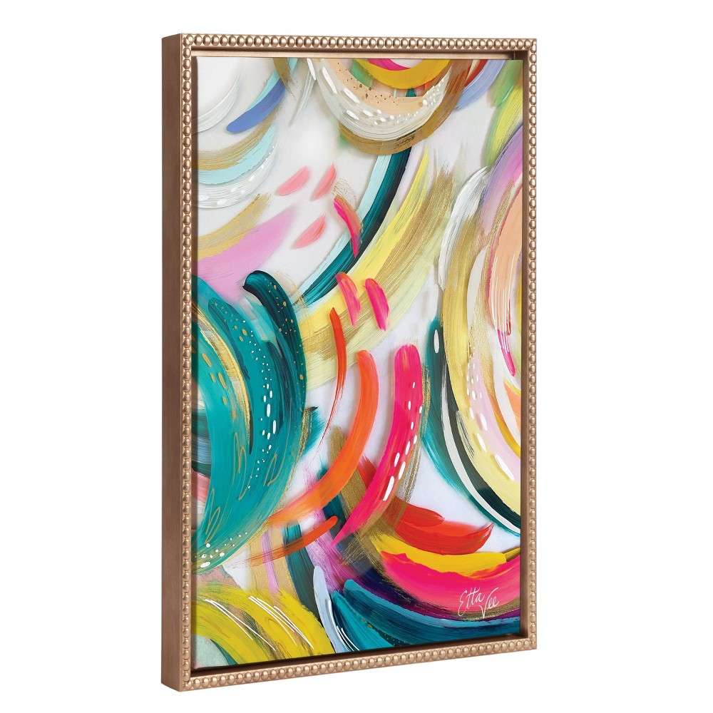 Photos - Other Decoration 18"x24" Sylvie Beaded EV Brushstroke 180 Framed Canvas by EttaVee Gold - Kate & Laurel All Things Decor