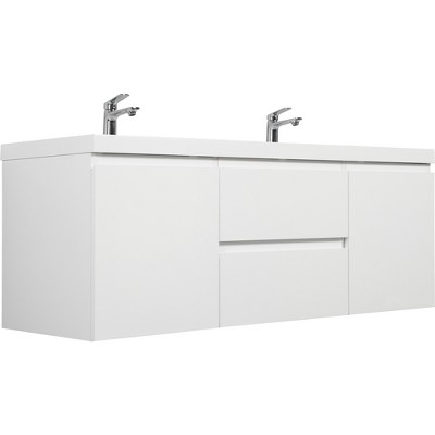 Bencmate Bathroom Storage Cabinets, Bathroom Vanity with Sink, Modern Wall-Mounted Bathroom Storage Vanity Cabinet, White, 59.06"*19.69"*22.44"