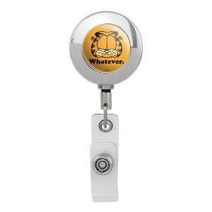 Garfield Whatever Face Metal Chrome Badge ID Card Holder Clip - 1 of 3