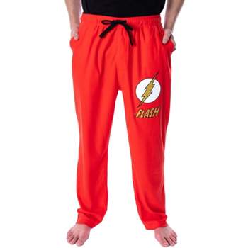 DC Comics Men's The Flash Classic Logo Loungewear Sleep Pajama Pants Red