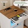 Vlsrka White Farmhouse Nightstand with Concealed Storage, USB & Type-C Ports, LED Motion Sensor Light for Rustic Interiors - 3 of 4